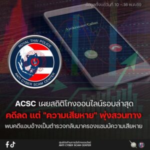 ACSC เตือนอย่าชะล่าใจ! เผยสถิติโกงออนไลน์รอบล่าสุด
